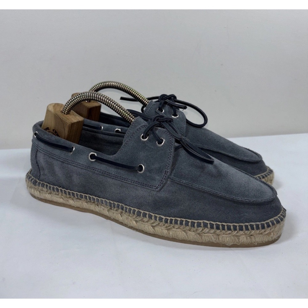 Scarosso Mens 42/8.5-9 Blue Suede Espadrille Boat Loafer Shoes Comfort Relax